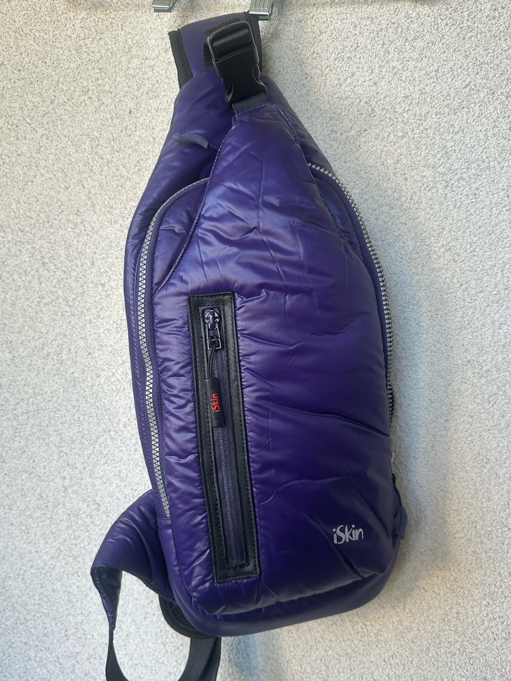 iSkin Purple Puffer Sling Bag Crossbody Backpack Padded Tablet Sleeve